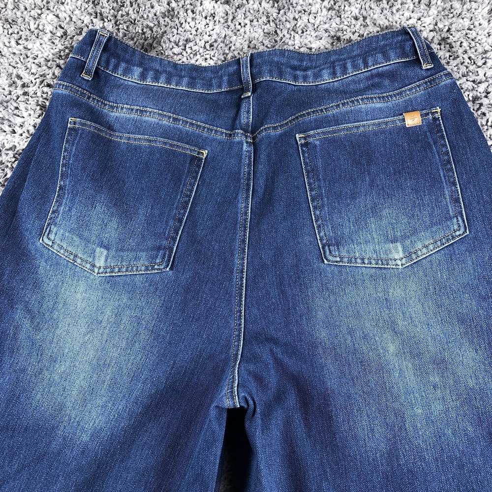 Halara Flex Denim Jeans Womens 14 Petite Blue Med Wash High Rise Wide Leg - Picture 6 of 14